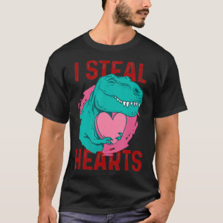 Camiseta Eu Roubo Corações Dia de os namorados Dinossauro B