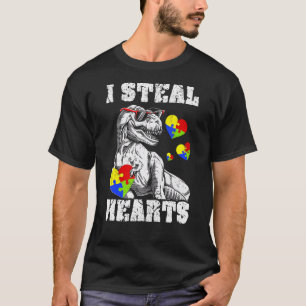 Camiseta Eu Roubo Corações Dino Trex Criança Bebê Menino Au
