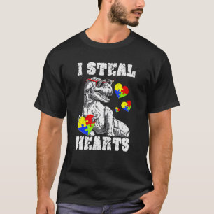 Camiseta Eu Roubo Corações Dino Trex Criança Bebê Menino Au