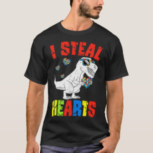 Camiseta Eu Roubo Corações Dinossauro Autismo Conscientista