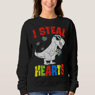 Camiseta Eu Roubo Corações Dinossauro Autismo Conscientista