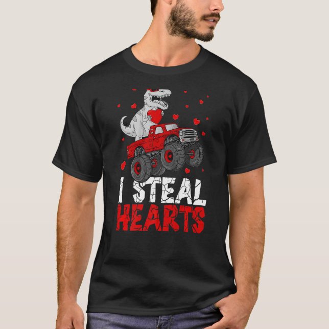 Camiseta Eu Roubo Corações Dinossauros Andando Monstro Vale (Frente)