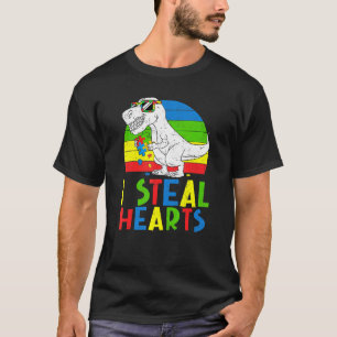Camiseta Eu Roubo Corações Dinossauros T Rex Quebra-cabeça