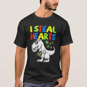 Camiseta Eu Roubo Corações Puzzle Conscientização Autismo T