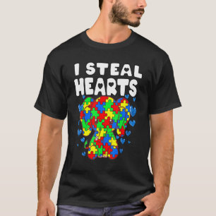 Camiseta Eu Roubo Corações Puzzle Conscientização sobre Aut