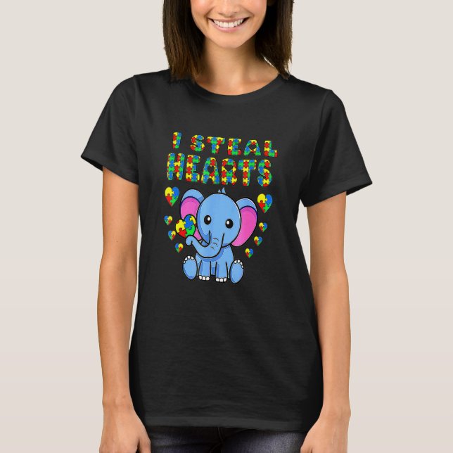 Camiseta Eu Roubo Corações Puzzle do Elefante de Conscienti (Frente)