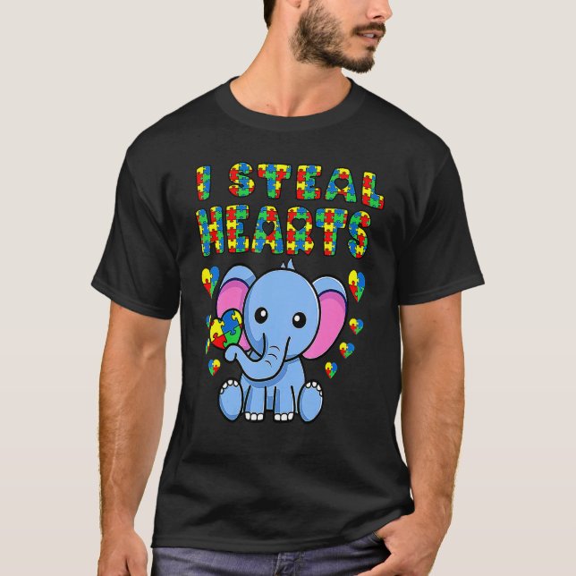 Camiseta Eu Roubo Corações Puzzle do Elefante de Conscienti (Frente)