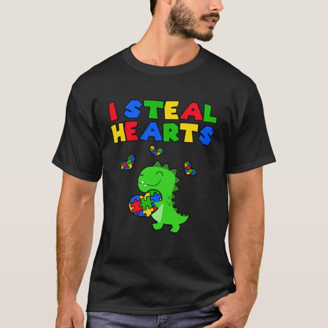 Camiseta Eu Roubo Corações Puzzle Mês de Conscientização do (Frente)