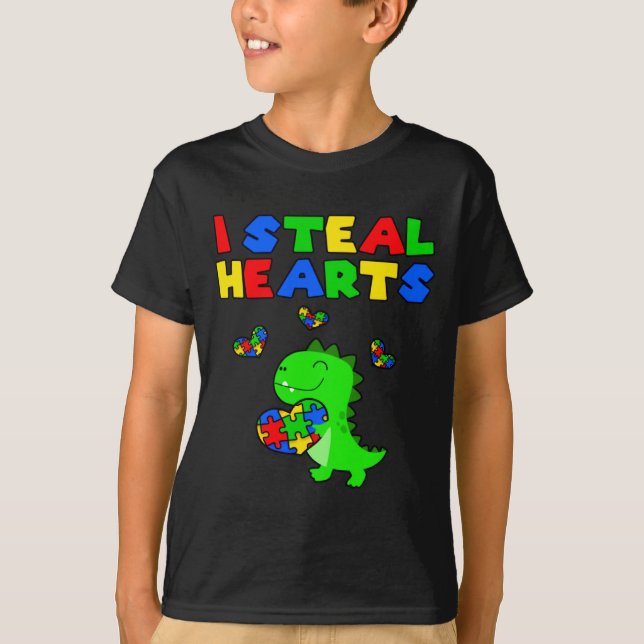 Camiseta Eu Roubo Corações Puzzle Mês de Conscientização do (Frente)