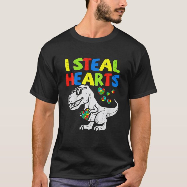 Camiseta Eu Roubo Corações, Quebra-cabeça, Autismo, Conscie (Frente)