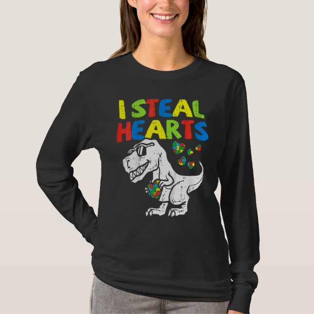 Camiseta Eu Roubo Corações, Quebra-cabeça, Autismo, Conscie (Frente)