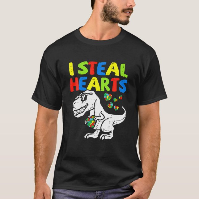 Camiseta Eu Roubo Corações, Quebra-cabeça, Autismo, Conscie (Frente)