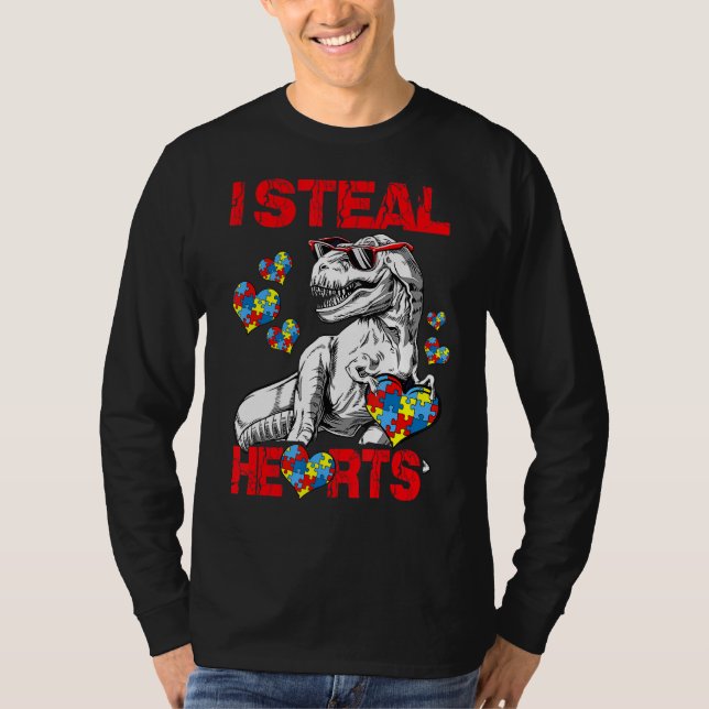 Camiseta Eu Roubo Corações, Quebra-cabeça, Autismo, Conscie (Frente)