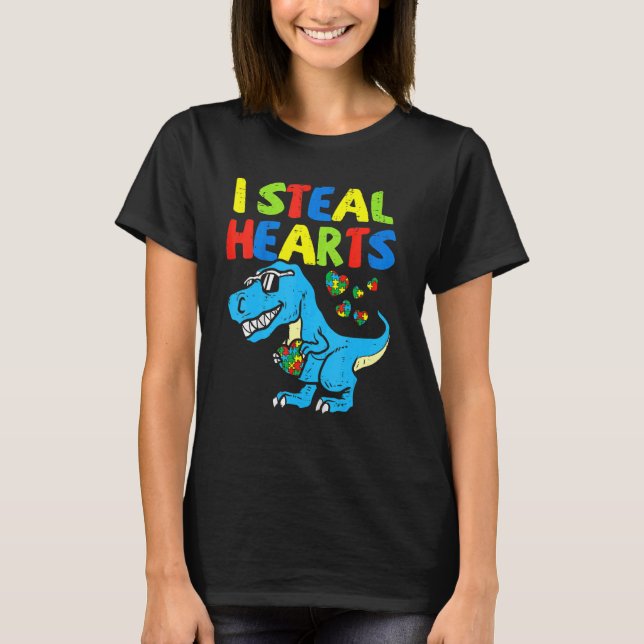 Camiseta Eu Roubo Corações, Quebra-cabeça, Autismo, Conscie (Frente)