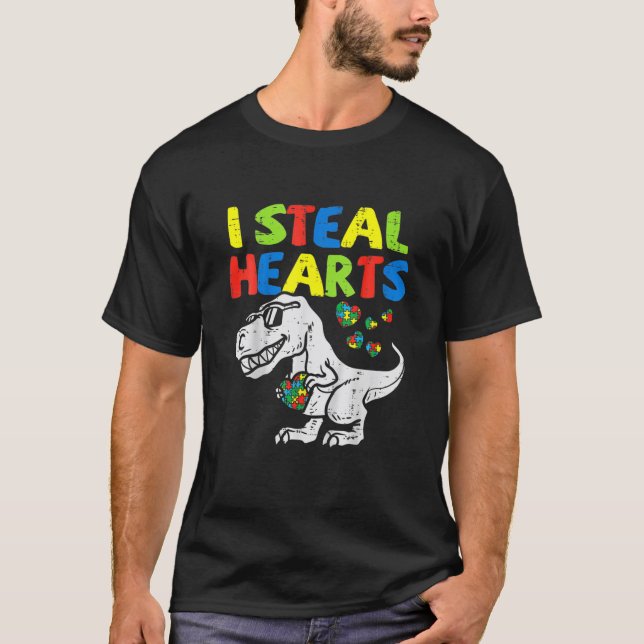 Camiseta Eu Roubo Corações, Quebra-cabeça, Autismo, Conscie (Frente)