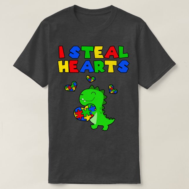 Camiseta Eu Roubo Corações Quebra-cabeça Autismo  Consciênc (Frente do Design)