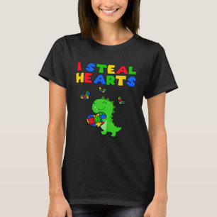 Camiseta Eu Roubo Corações Quebra-cabeça Autismo de Consciê