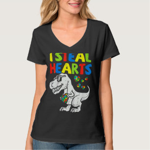Camiseta Eu Roubo Corações Quebra-cabeça Autismo Sensibiliz
