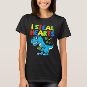 Camiseta Eu Roubo Corações Quebra-cabeça T Rex Dinossauros