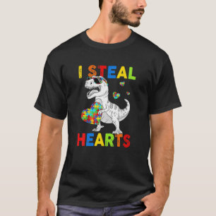 Camiseta Eu Roubo Corações Quebra-cabeça T Rex Dinossauros
