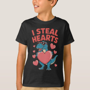 Camiseta Eu Roubo Corações T Rex Dinossauro Dia dos Namorad