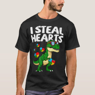 Camiseta Eu Roubo Corações T-rex Puzzle Conscientização do