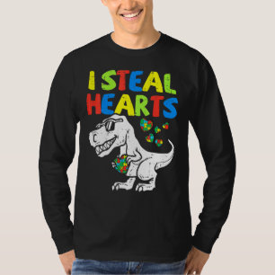 Camiseta Eu Roubo Corações Trex Dinossaur Toddler Autism Aw