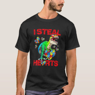 Camiseta Eu Roubo Corações Trex Dinossauro Cute Boy Autis