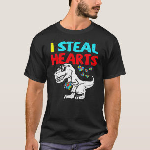 Camiseta Eu Roubo Corações Trex Dinossauro Cute Boy Autism