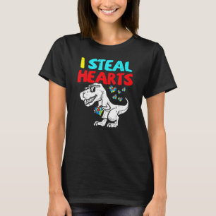 Camiseta Eu Roubo Corações Trex Dinossauro Menino Bonito Co