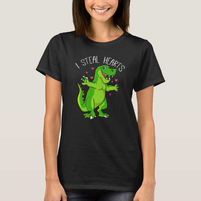 Camiseta Eu Roubo Dia de os namorados Dinossauros Valente (Frente)
