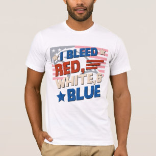 Camiseta Eu sangrei vermelho, branco e azul - Patriótico Te
