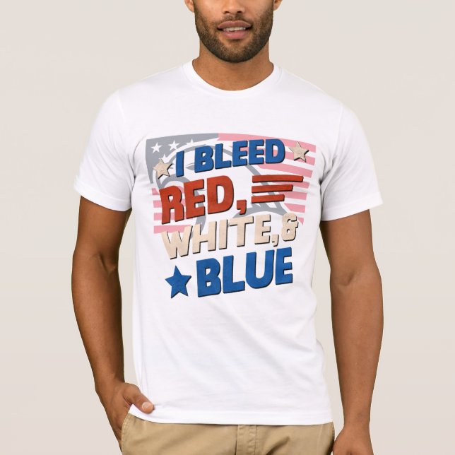 Camiseta Eu sangrei vermelho, branco e azul - Patriótico Te (Frente)