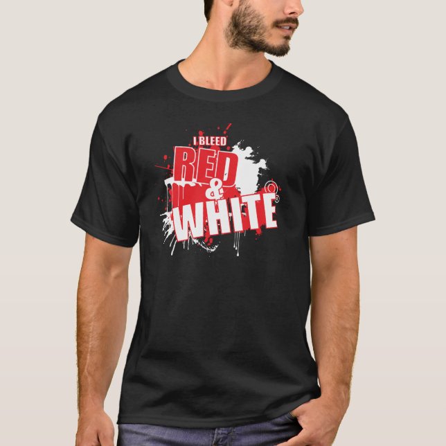 Camiseta Eu sangro o Grunge vermelho & branco (Frente)
