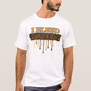 Camiseta Eu sangro o preto alaranjado de N