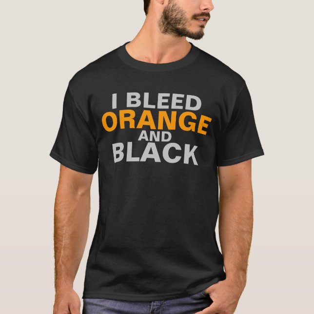 Camiseta Eu sangro presentes alaranjados e pretos (Frente)
