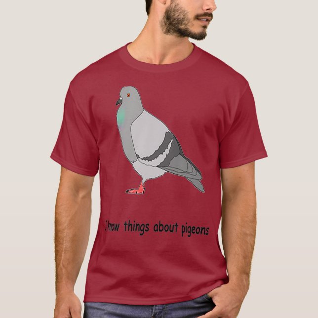 Camiseta Eu sei coisas sobre pombos (Frente)
