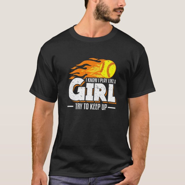 Camiseta Eu Sei Que Brinco Como Uma Garota Tentando Continu (Frente)
