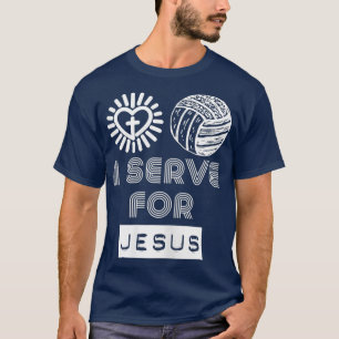 Camiseta Eu Servo Por Jesus Engraçado Voleibol Dizendo Deu