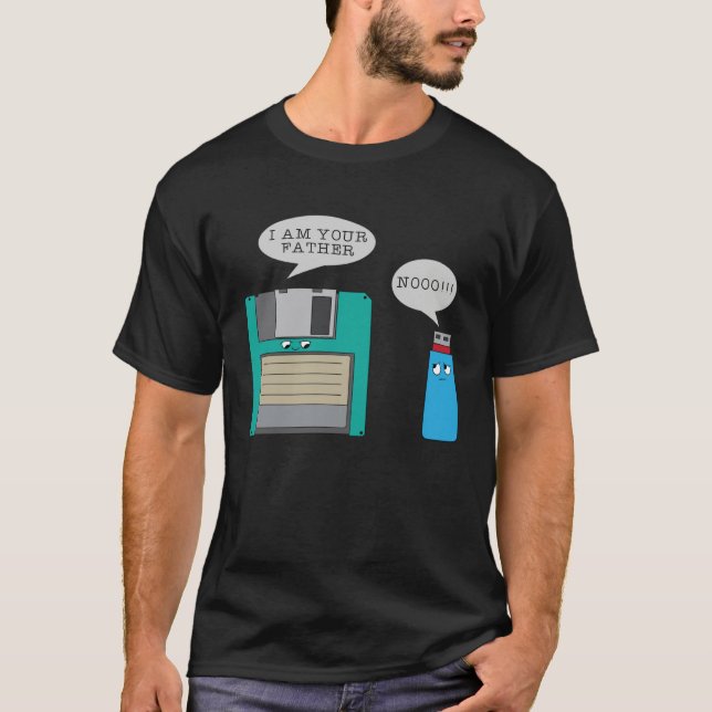 Camiseta Eu Seu Pai Nãooo Diskette e Conspiração USB (Frente)