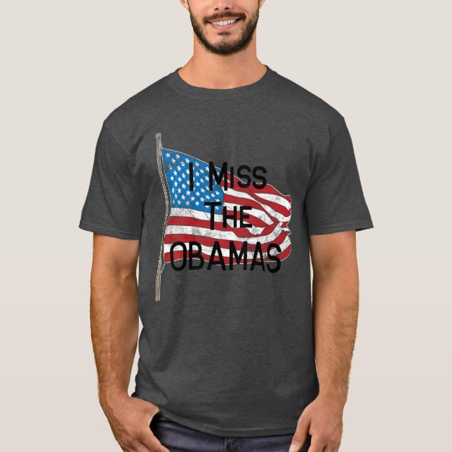 Camiseta Eu Sinto Falta Da Bandeira Dos Obamas Manga Longa (Frente)
