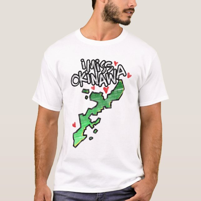 Camiseta Eu sinto falta de Okinawa .......... Eu morava em  (Frente)