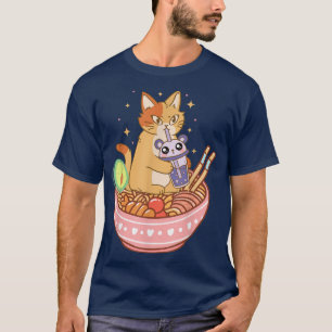 Camiseta Eu Só Adoro Gatos E Ramen E Bolhas Tea Kawaii A