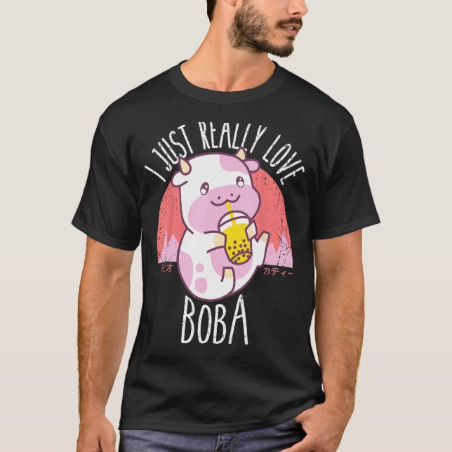 Camiseta Eu Só Amo Muito Presentes de Vaca Japonesa Boba (Frente)