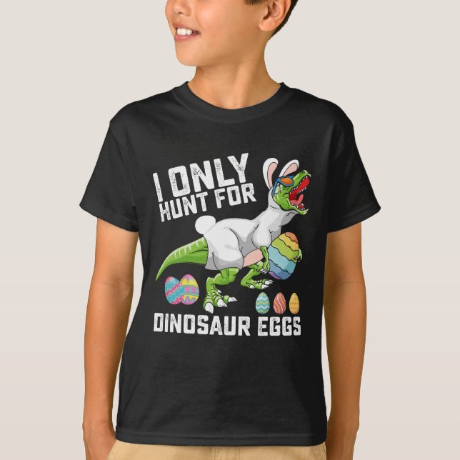 Camiseta Eu Só Caço Ovos De Dinossauro Páscoa T Rex (Frente)