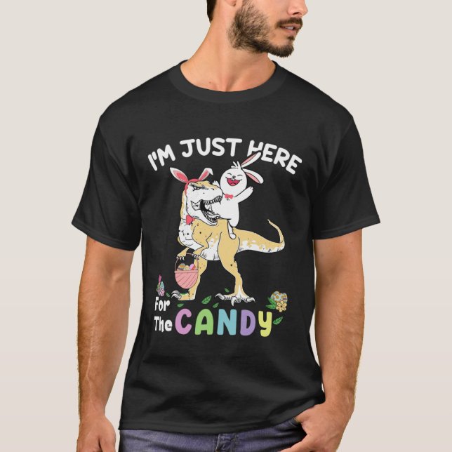 Camiseta Eu só estou aqui para a Páscoa Candy Dinossaur Bun (Frente)