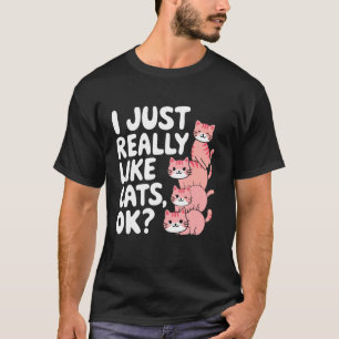 Camiseta Eu Só Gosto Muito de Gatos OK Crianças Meninos Hom