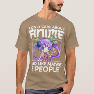 Camiseta Eu só me importo com anime e talvez 3 Pessoas