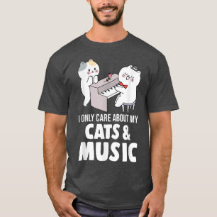 Camiseta Eu só me importo com meus gatos e músicas ouvem mú