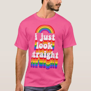Camiseta Eu Só Pareço Hetero Gay Arco-Íris Engraçado Gay Po
